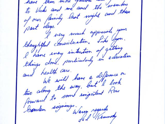 Letter dated February 2001 from Senator Edward M. Kennedy to the recently-inaugurated President.