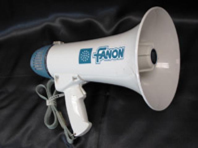 The bullhorn used by President George W. Bush when speaking from atop the rubble at the site of the World Trade Center in New York City on September 14, 2001.