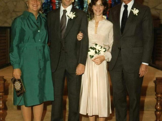 George W. Bush and Laura Bush at their wedding on November 5, 1977, with George H. W. Bush and Barbara Bush. (H37-01)