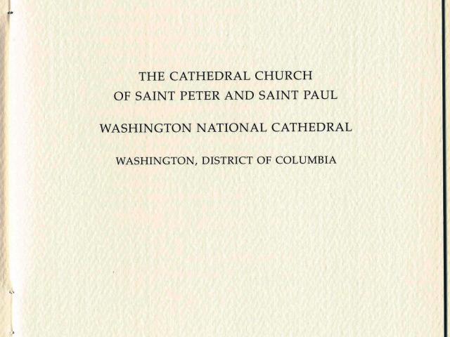 Program from the National Day of Prayer and Remembrance service held at the Washington National Cathedral on September 14, 2001.