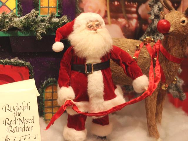 A photo of a vignette display celebrating the holiday song 'Rudolph the Red-Nosed Reindeer,' part of the 2016 Holiday exhibit at the George W Bush Library and Museum