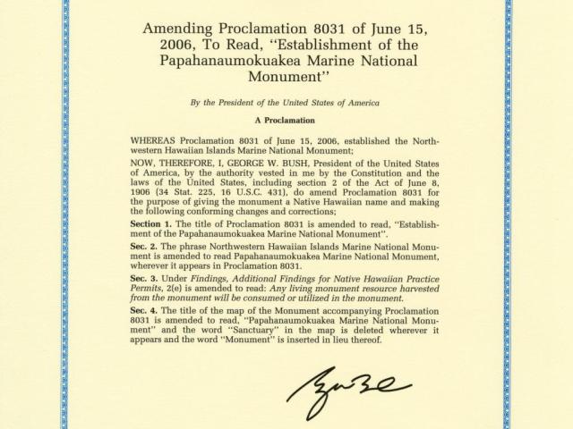 Amended Proclamation for Northwestern Hawaiian Islands Marine National Monument 2006.