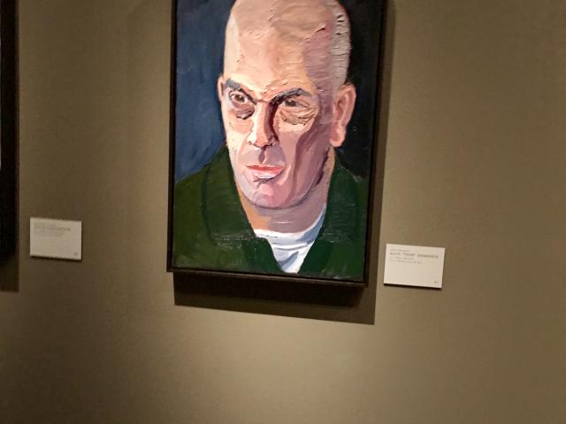 A photo of a portrait of David Haines by President George W Bush, part of the  2017 exhibit Portraits of Courage, at the George W Bush Library and Museum