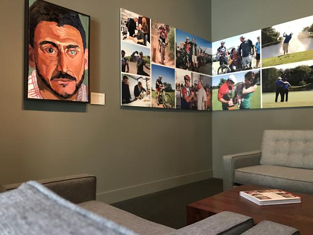 A photo of one of the rooms in the 2017 exhibit Portraits of Courage, at the George W Bush Library and Museum 