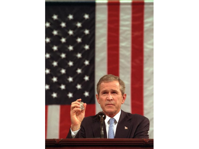 President Bush addresses a Joint Session of Congress regarding the 9/11 attacks.