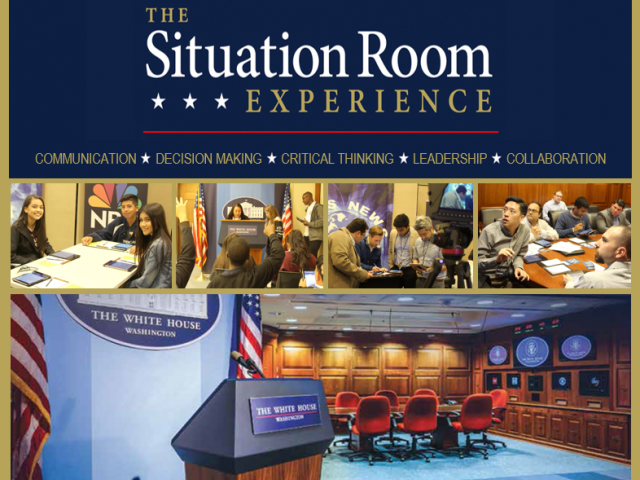 Collage of photographs of the Situation Room Simulations