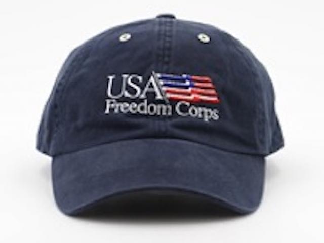 Navy cotton baseball cap, embroidered "USA Freedom Corps." (DO.377635)