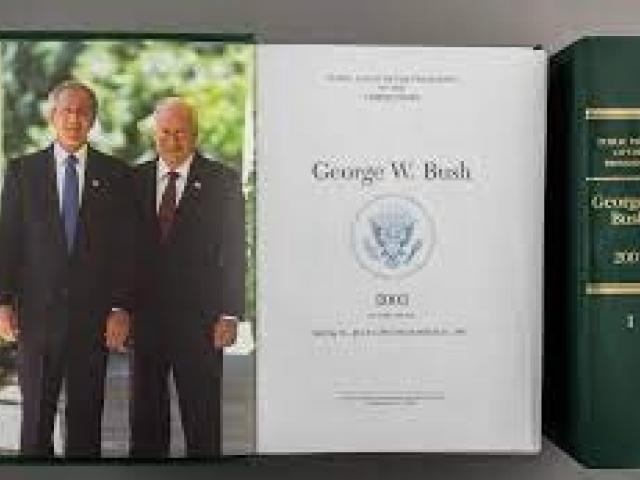 The Public Papers of the Presidents are bound volumes of the President George W. Bush’s public messages, statements, speeches, and news conference remarks.