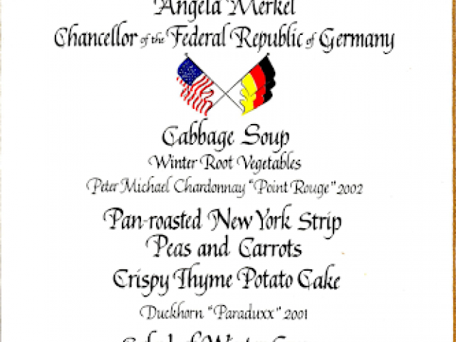 Dinner for Chancellor Angela Merkel of Germany, January 4, 2007.