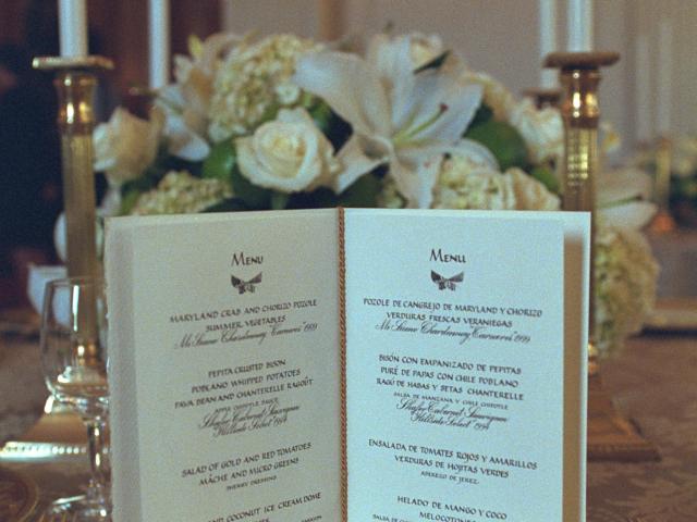 Menu for Mexico State Dinner, September 5, 2001.