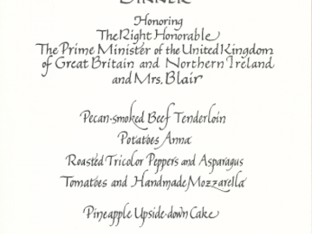 Dinner for Prime Minister Tony Blair and Mrs. Cherie Blair of the United Kingdom, April 6, 2002.