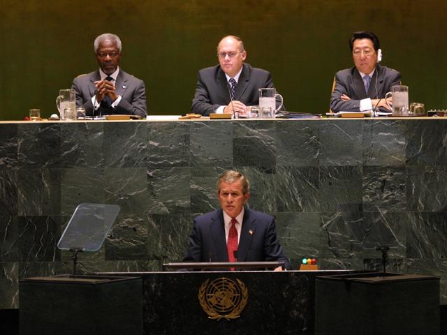 President George W. Bush Addresses the United Nations General Assembly.