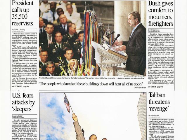 “Our Nation’s Sorrow”- Washington Times, September 15, 2001.