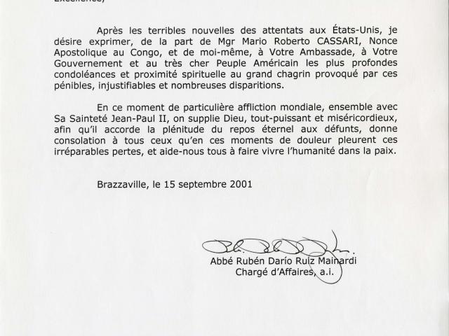 Congo Condolence Letter