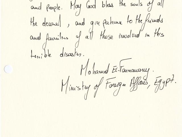 Egypt Condolence Letter