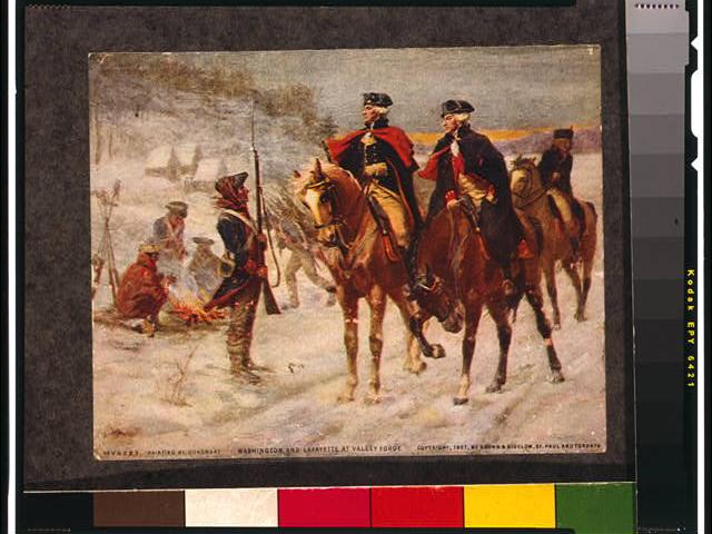 Washington and Lafayette at Valley Forge - painting by Dunsmore