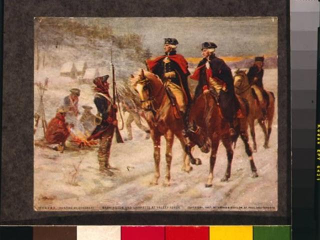 Washington and Lafayette at Valley Forge - painting by Dunsmore