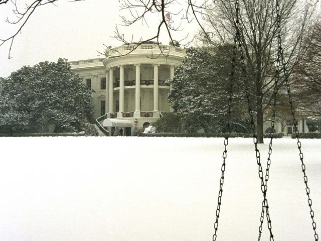 White House Snow Covered Grounds